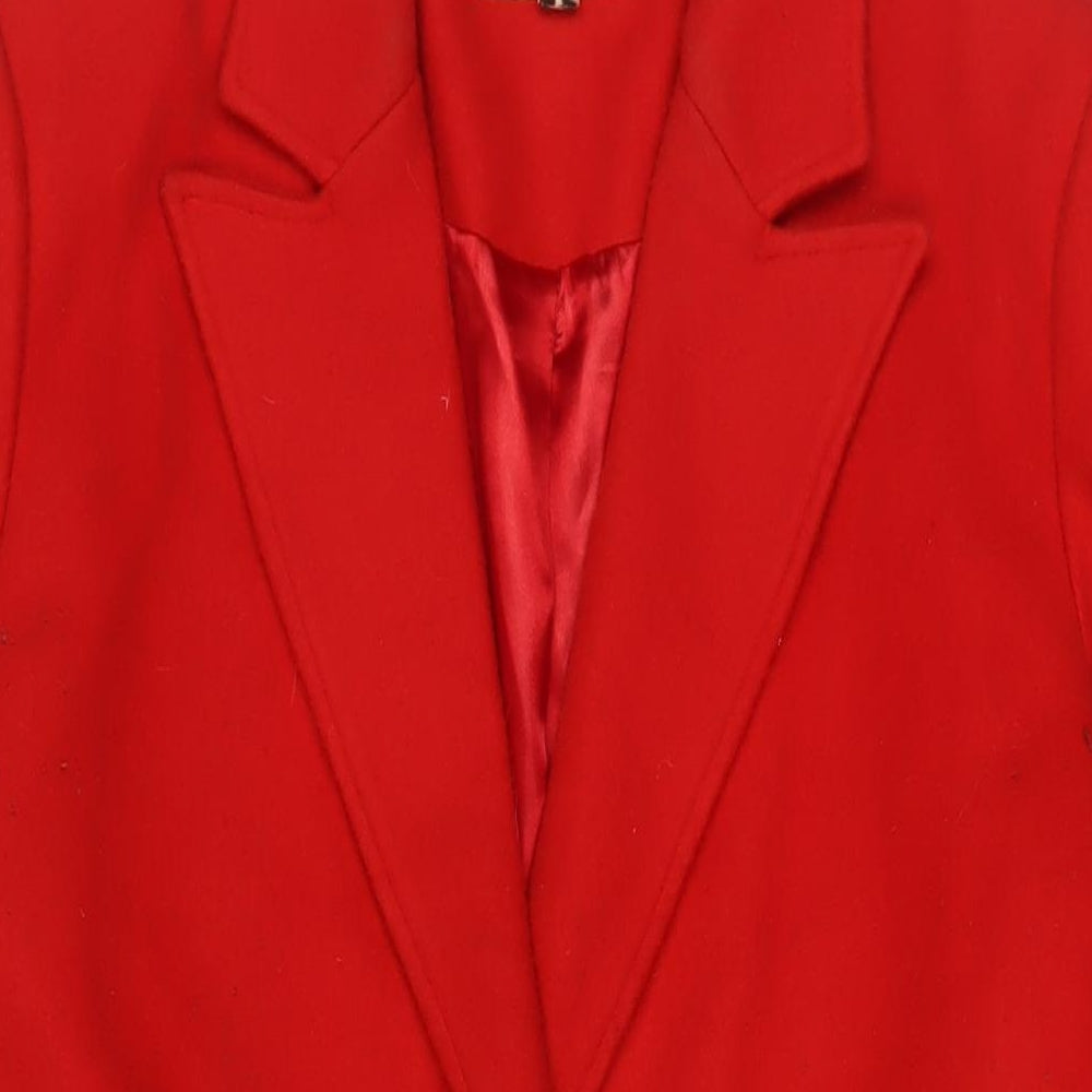 Miss Selfridge Womens Red Overcoat Coat Size 12 Button - Pockets