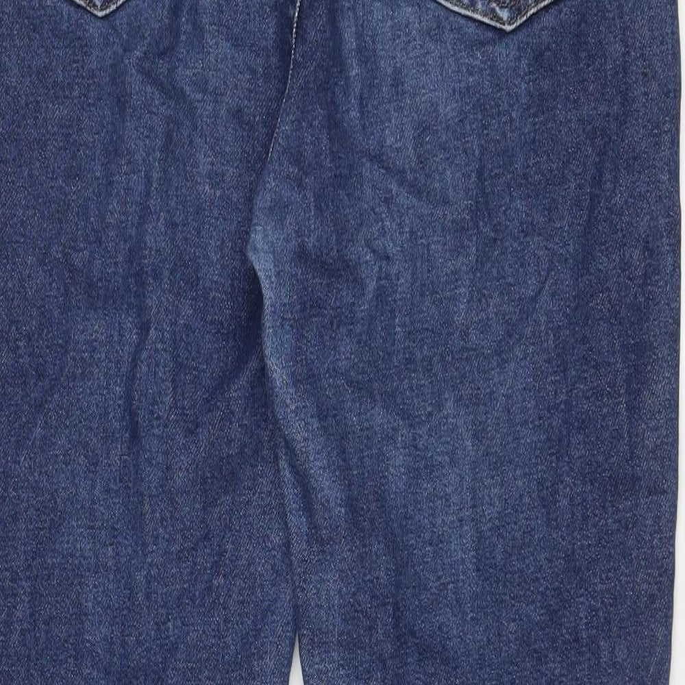 Topshop Womens Blue Cotton Straight Jeans Size 30 in L30 in Regular Zip