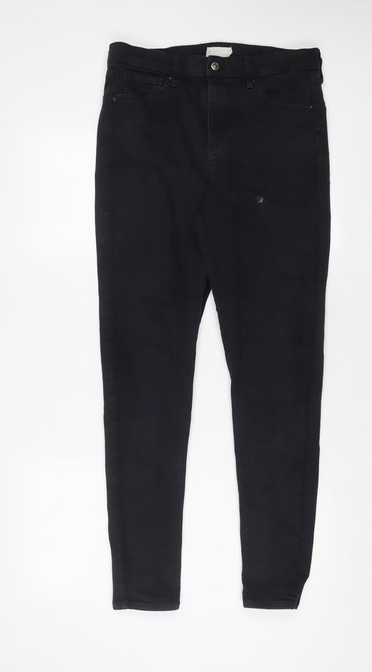 Topshop Womens Blue Cotton Skinny Jeans Size 32 in L34 in Regular Zip