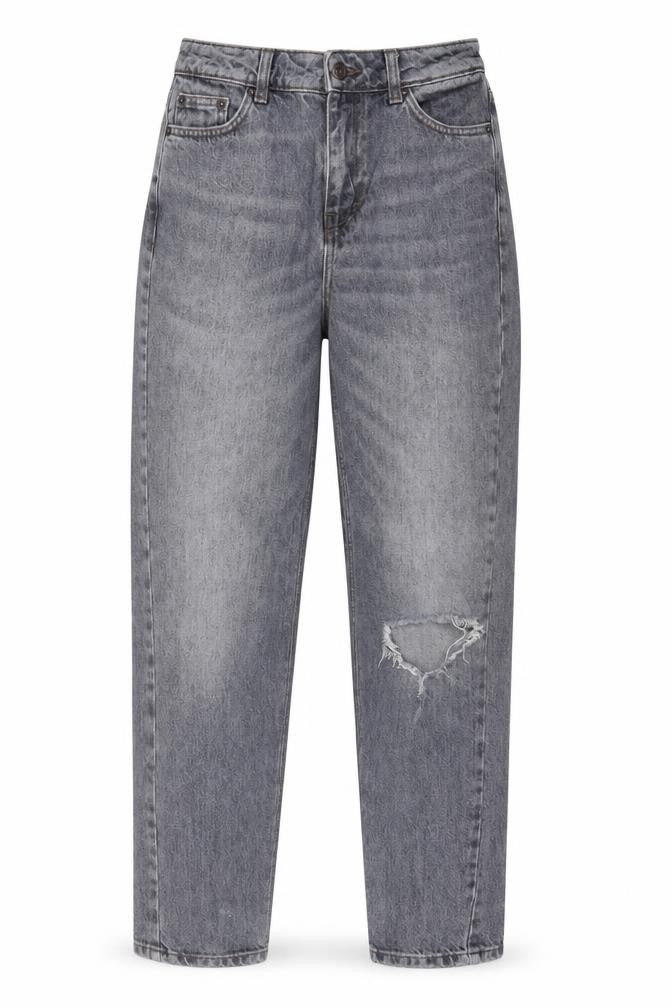 Topshop Womens Grey Cotton Mom Jeans Size 26 in L32 in Regular Zip