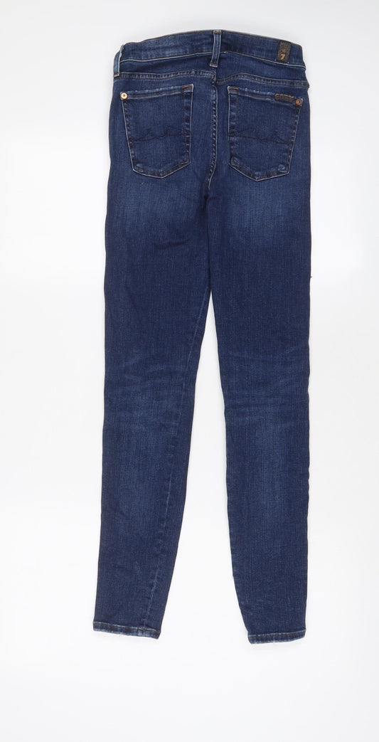 7 For All Mankind Womens Blue Cotton Skinny Jeans Size 23 in L28 in Regular Zip