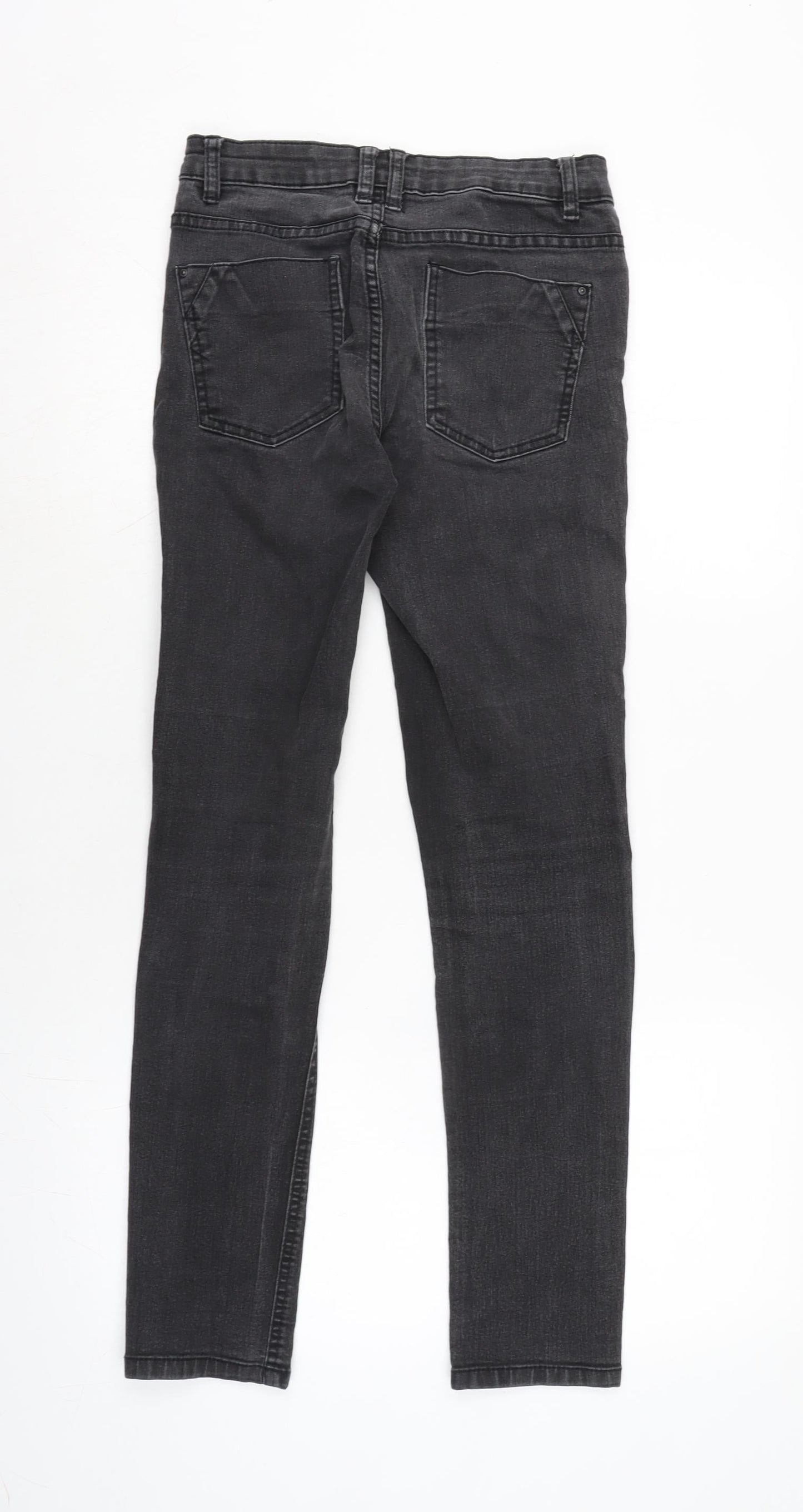Denim & Co. Womens Grey Cotton Blend Straight Jeans Size 6 L28 in Regular Zip