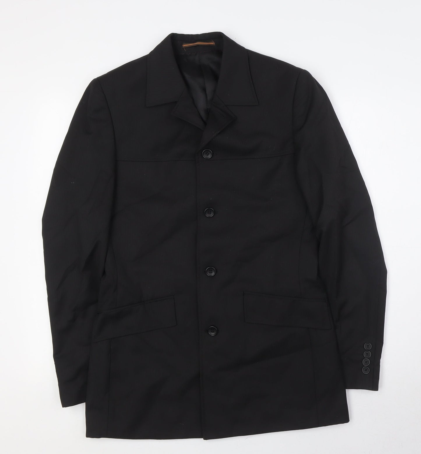 Topman Mens Black Polyester Jacket Suit Jacket Size 36 Regular