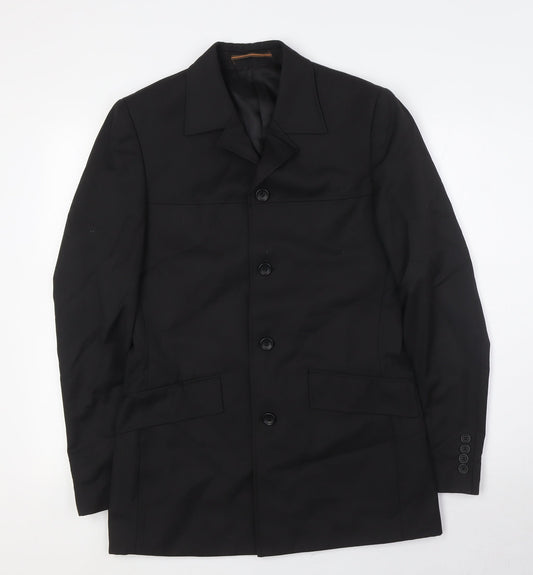 Topman Mens Black Polyester Jacket Suit Jacket Size 36 Regular