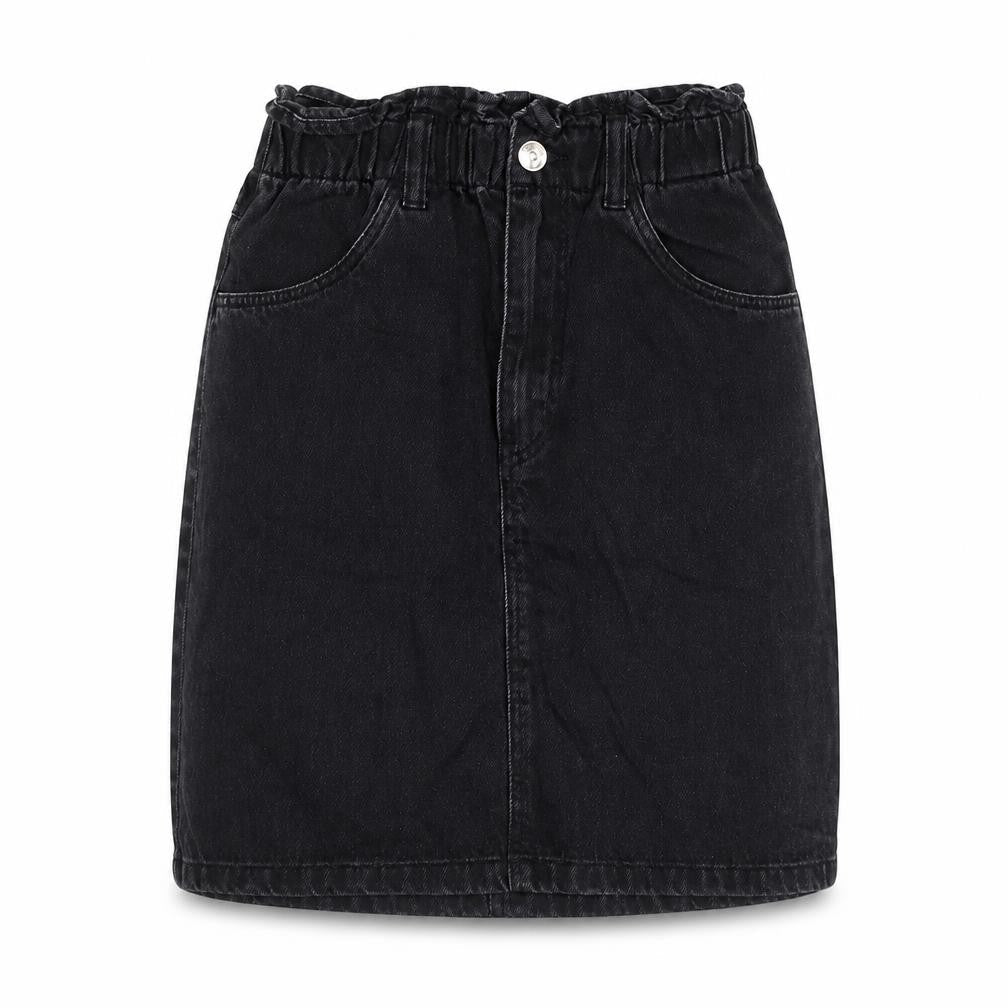Divided Womens Black Cotton A-Line Skirt Size 6 Button - Elasticated Waist