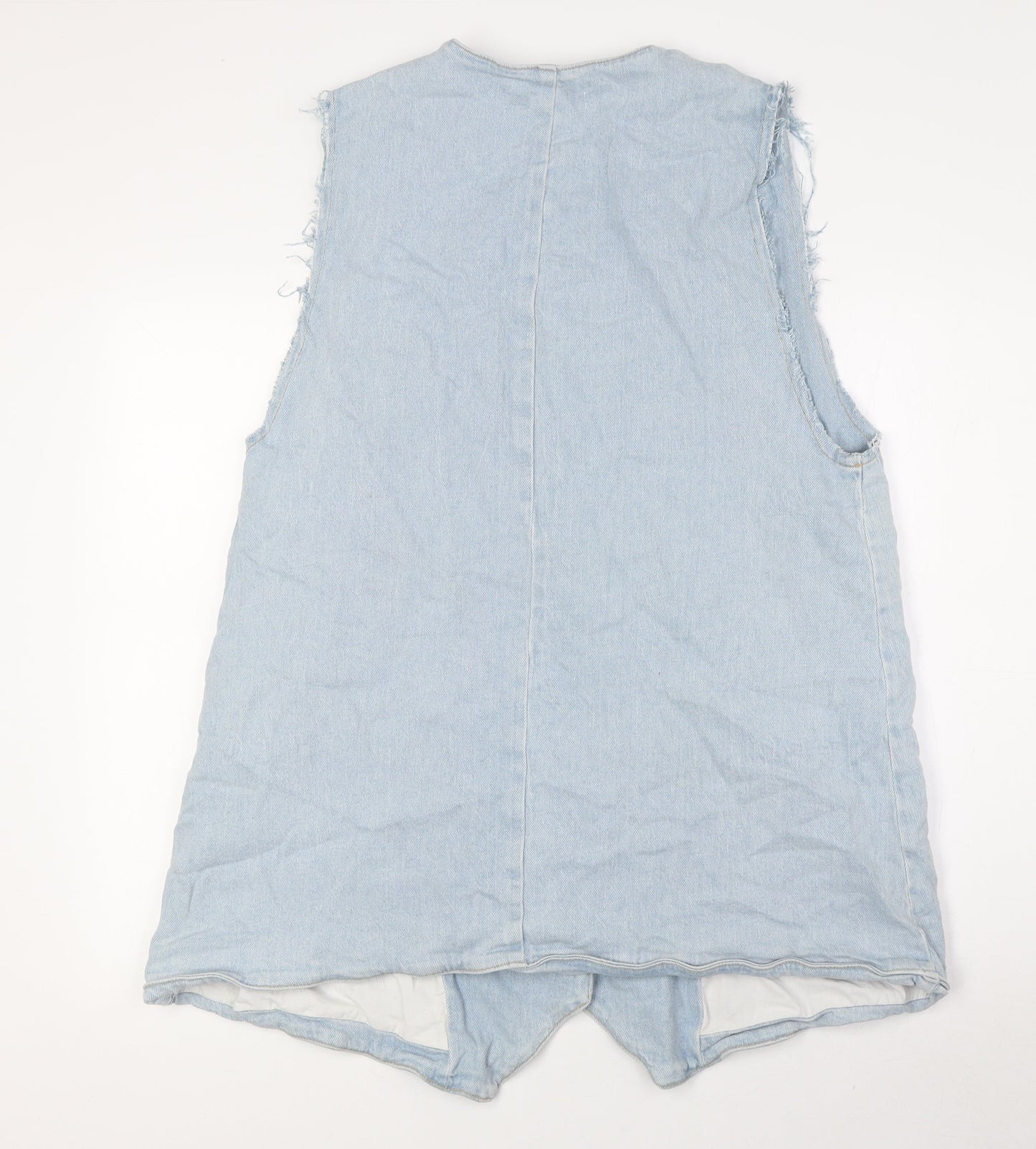 Zara Womens Blue Jacket Waistcoat Size M Button - Raw Sleeves