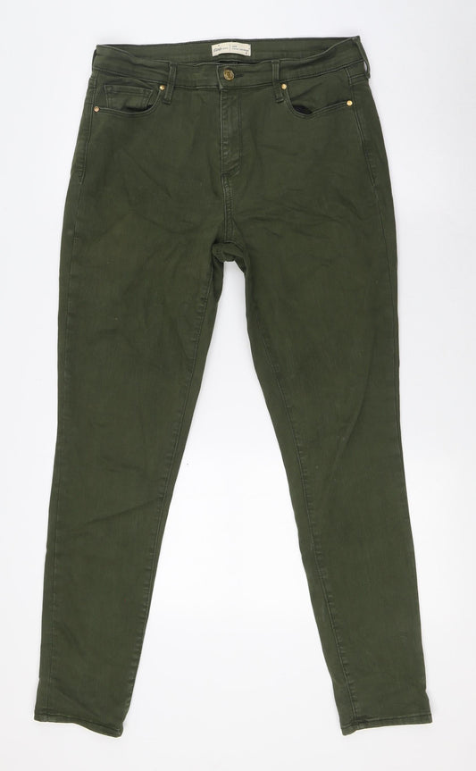Gap Womens Green Herringbone Cotton Skinny Jeans Size 30 in L30 in Slim Button
