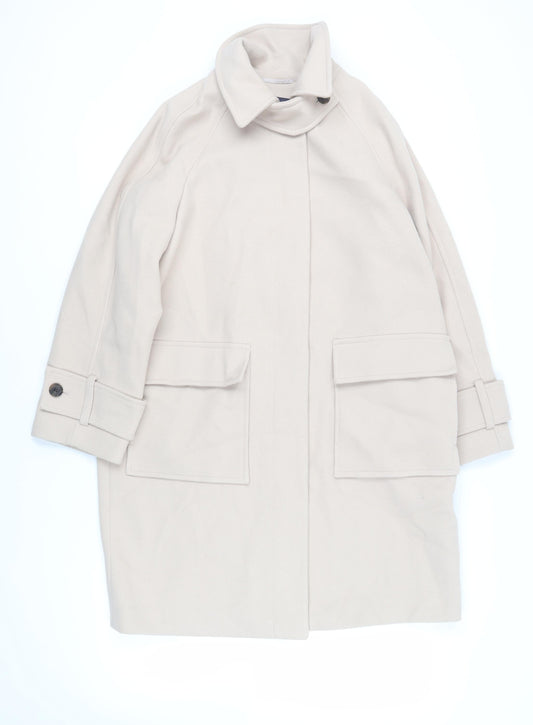 Marks and Spencer Womens Beige Overcoat Coat Size M Button