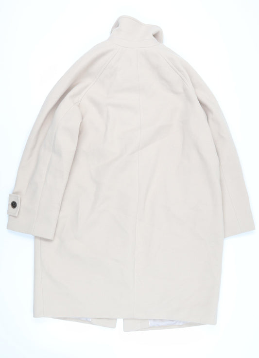 Marks and Spencer Womens Beige Overcoat Coat Size M Button
