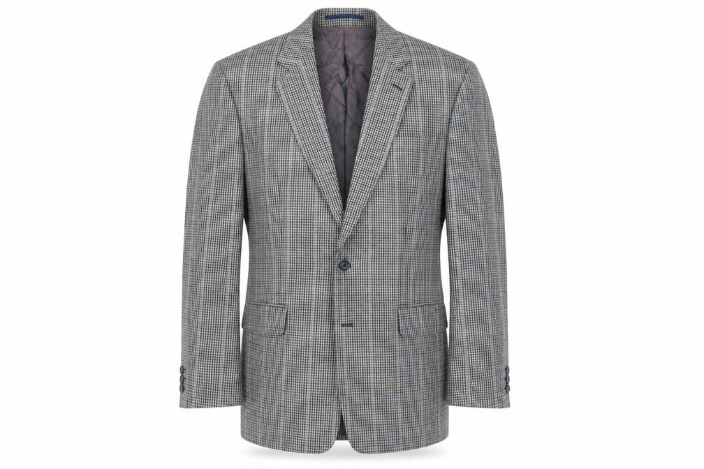 Charly O'Brian Mens Grey Plaid Polyester Jacket Blazer Size 42 Regular
