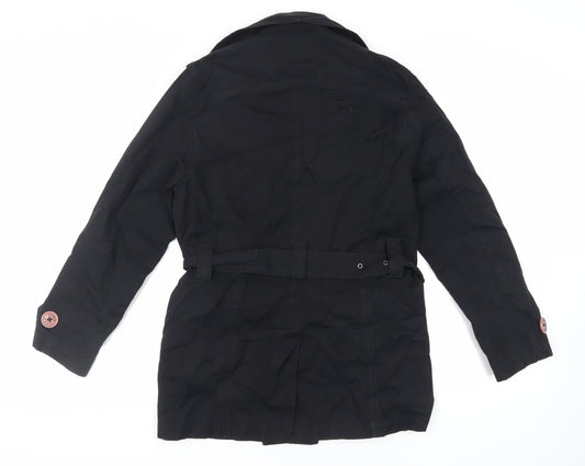 Luke Mens Black Pea Coat Coat Size S Button - Belted