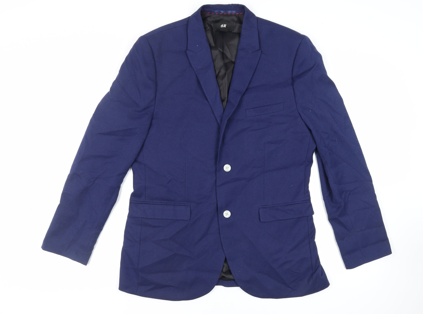 H&M Mens Blue Polyester Jacket Blazer Size 44 Regular