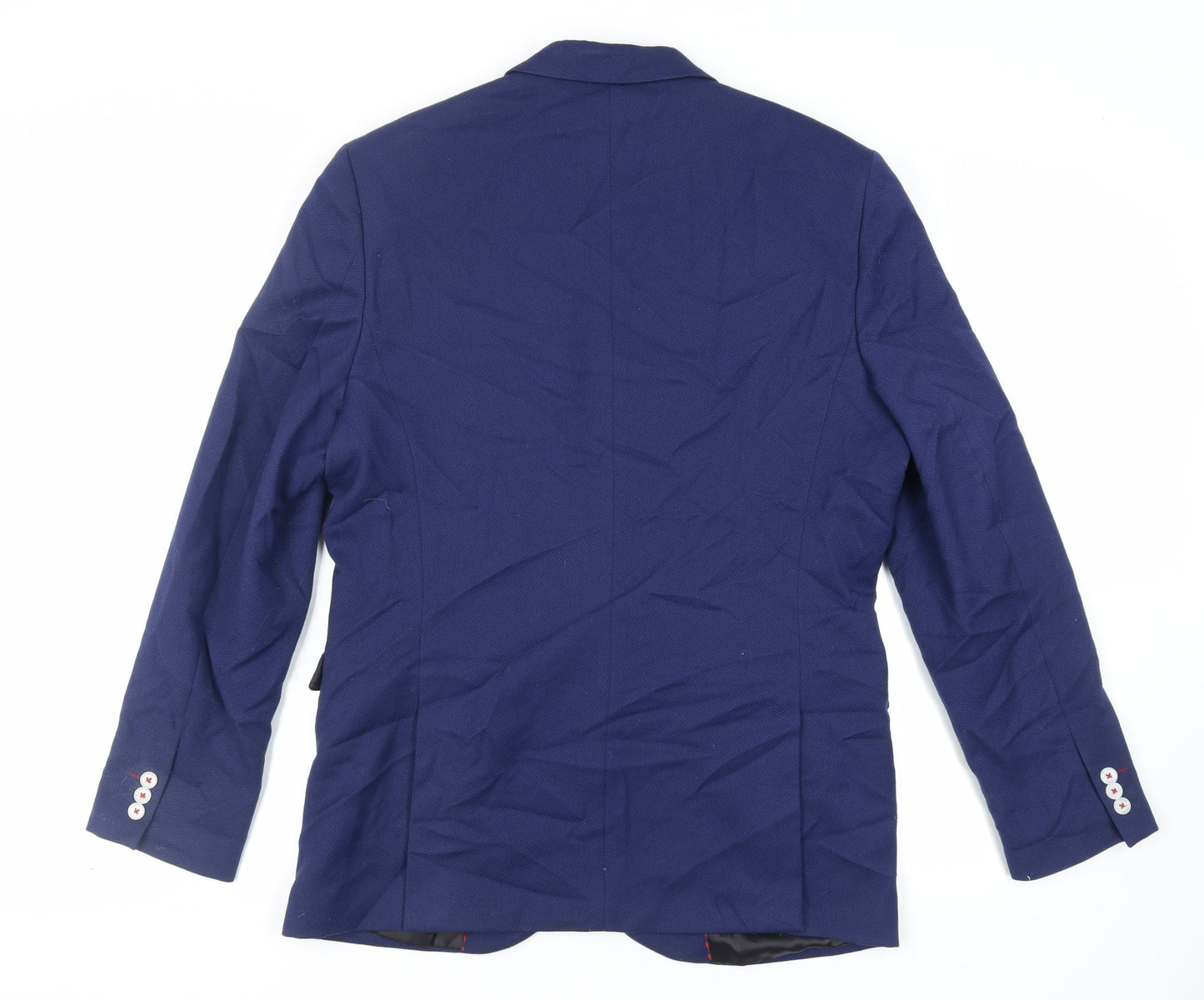 H&M Mens Blue Polyester Jacket Blazer Size 44 Regular