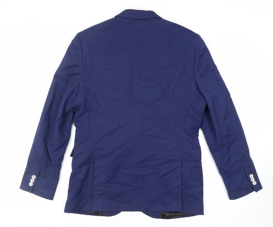 H&M Mens Blue Polyester Jacket Blazer Size 44 Regular