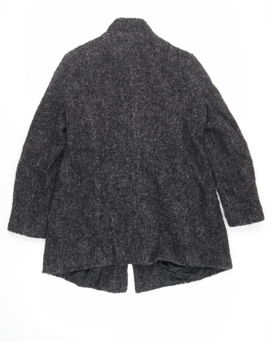 Debenhams Womens Grey Overcoat Coat Size 16 Button