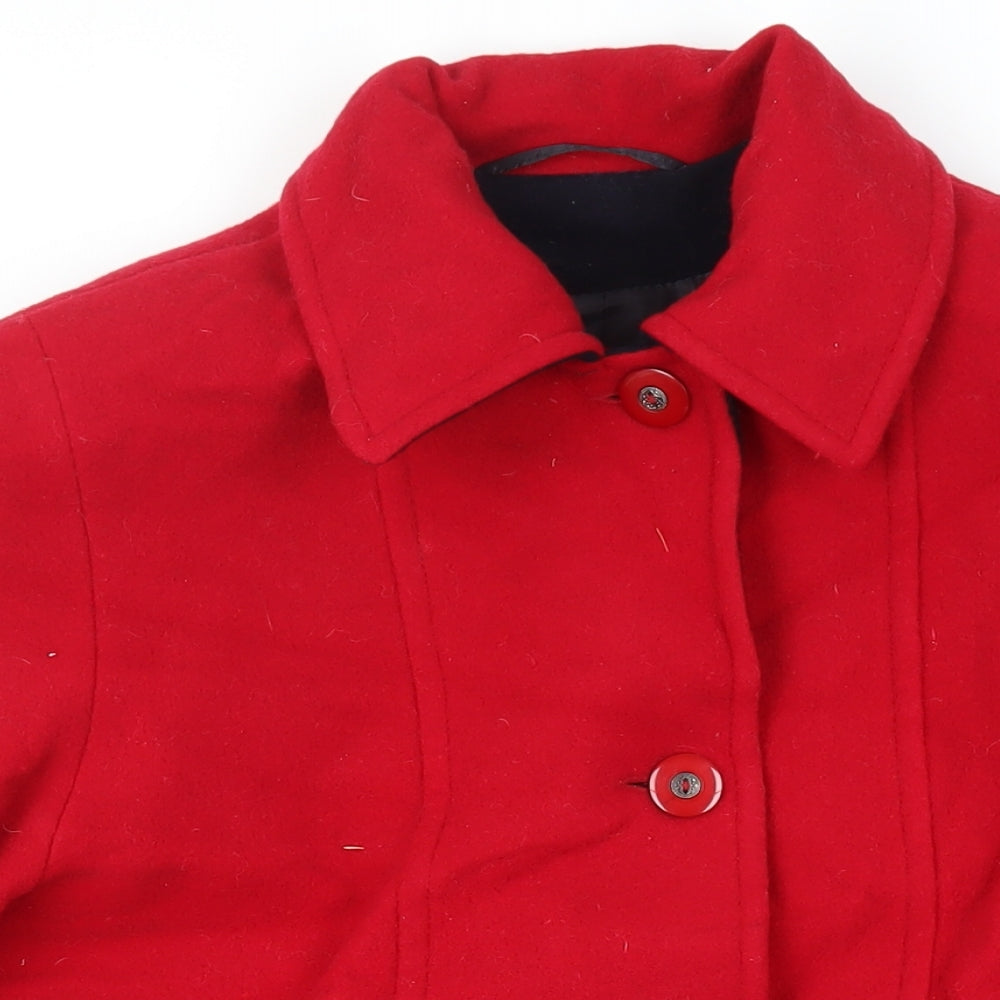 Astraka Womens Red Overcoat Coat Size 10 Button - Vintage