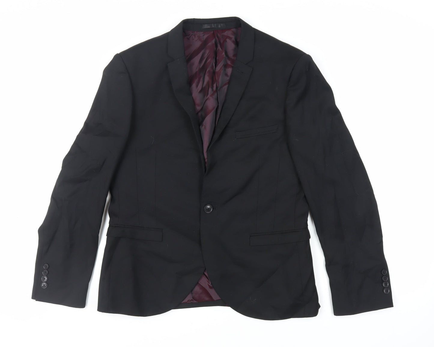 NEXT Mens Black Polyester Jacket Suit Jacket Size 40 Regular