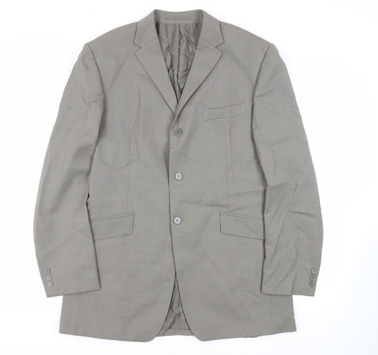 Burton Mens Grey Wool Jacket Suit Jacket Size 40 Regular