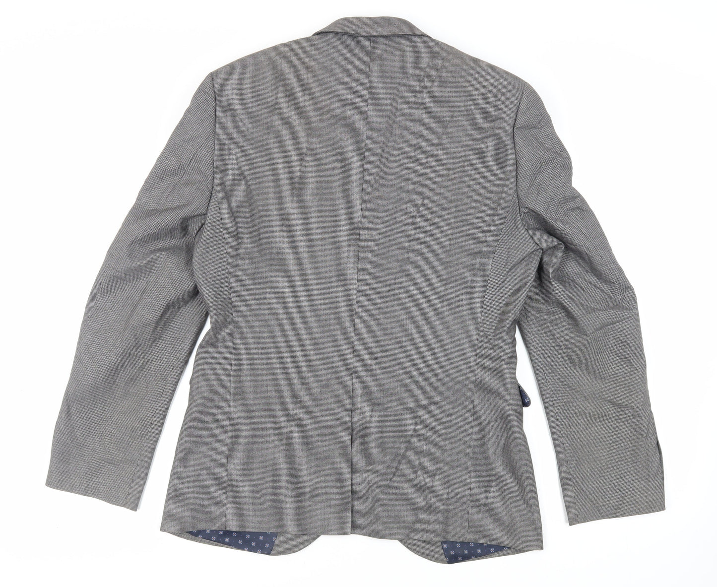 NEXT Mens Grey Geometric Polyester Jacket Suit Jacket Size 40 Regular