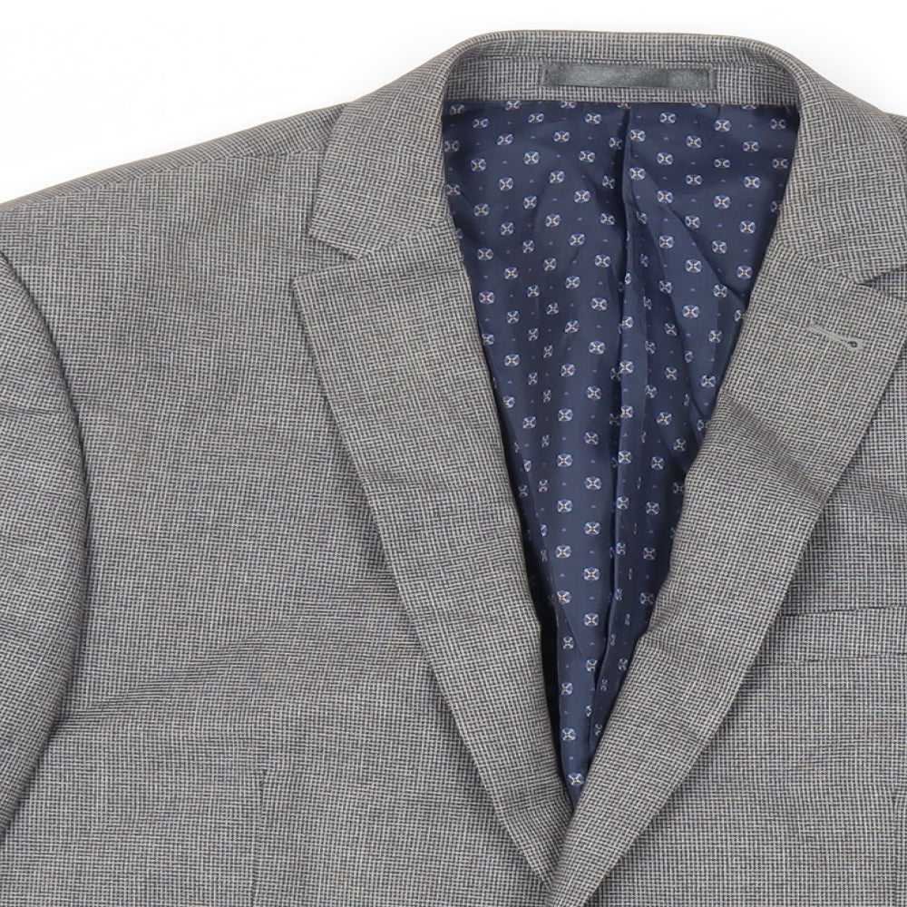 NEXT Mens Grey Geometric Polyester Jacket Suit Jacket Size 40 Regular