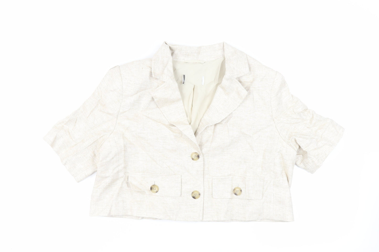 Marks and Spencer Womens Beige Jacket Blazer Size 16 Button