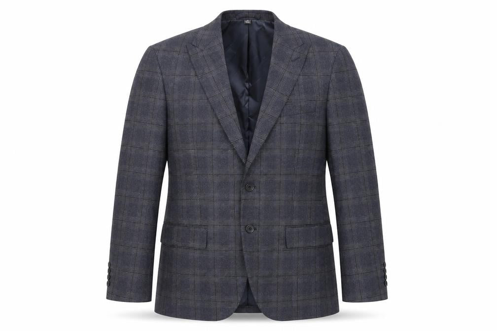 Marks and Spencer Mens Blue Plaid Polyester Jacket Suit Jacket Size 40 Regular