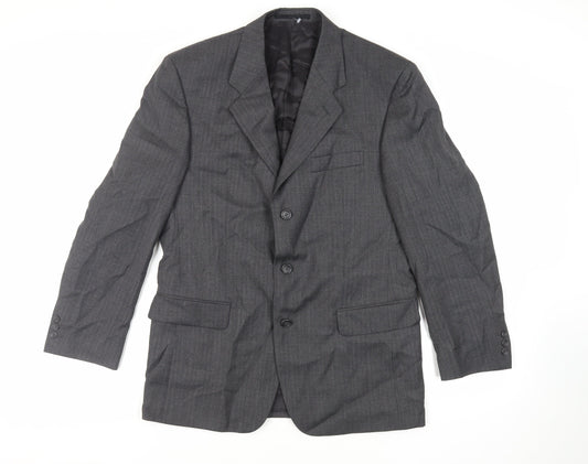 Varteks Mens Grey Striped Acetate Jacket Suit Jacket Size 40 Regular