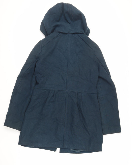 Divided by H&M Womens Green Pea Coat Coat Size 10 Button - Hooded