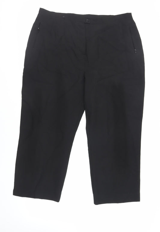 Sarah Hamilton Womens Black Polyester Trousers Size 20 L26 in Regular Zip - Zipped Pockets