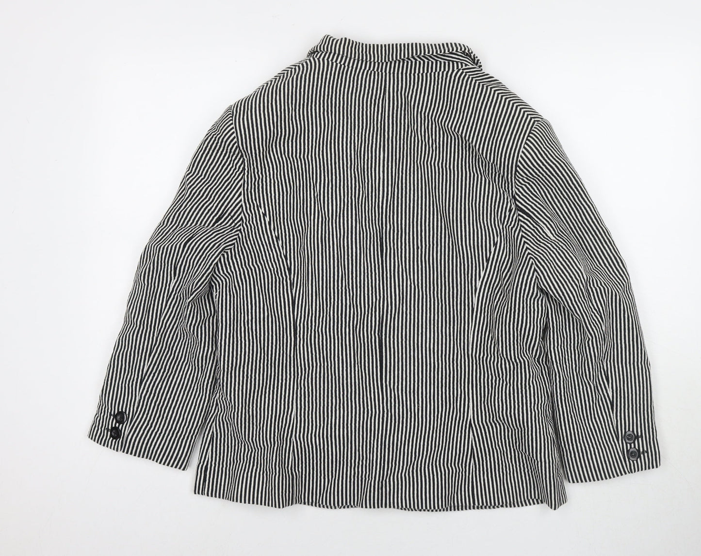Debenhams Womens Black Striped Jacket Blazer Size 18 Button