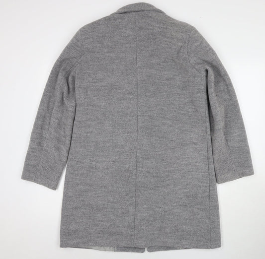 Boohoo Womens Grey Overcoat Coat Size 10 Button