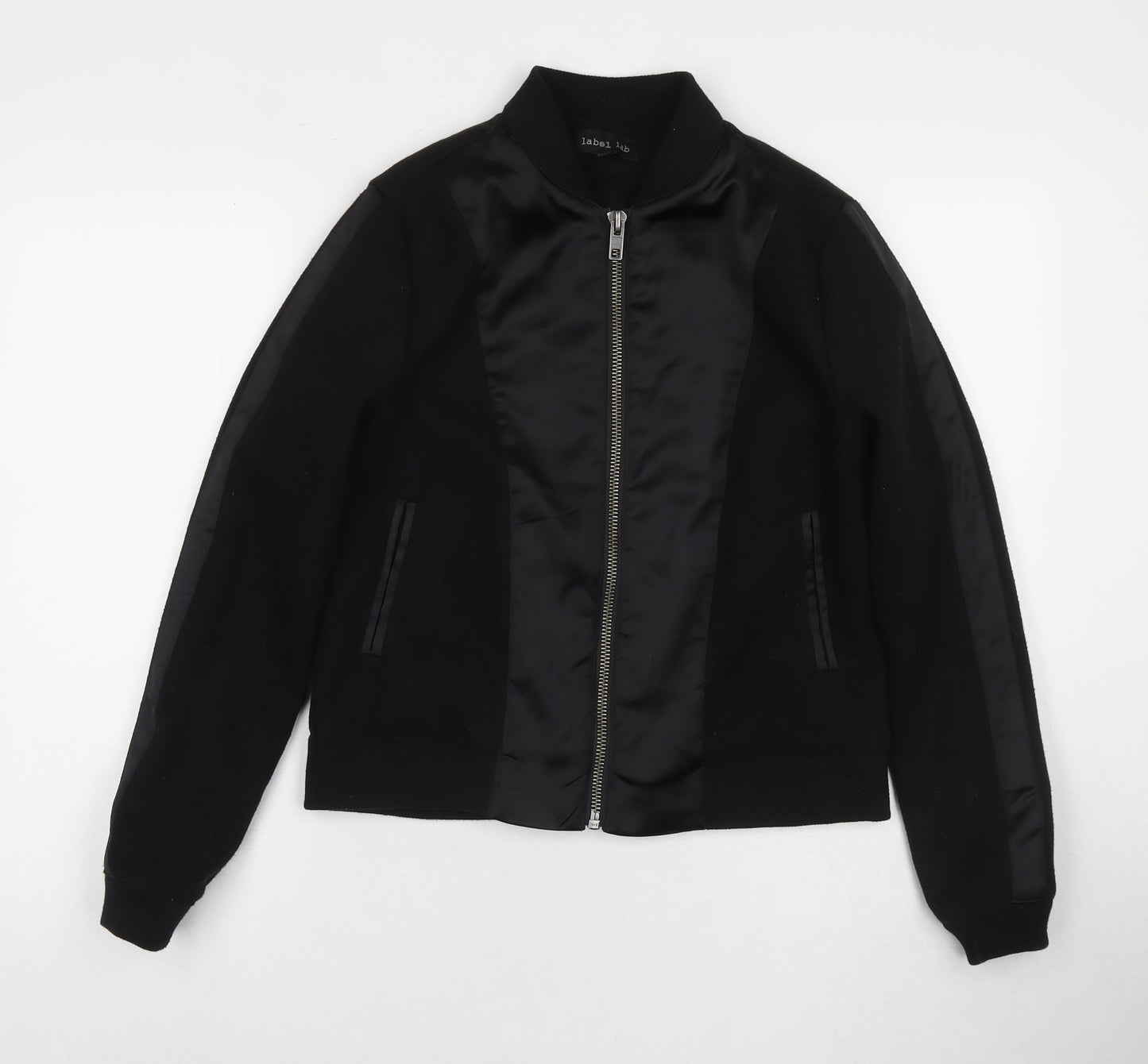 Label Lab Womens Black Bomber Jacket Coat Size 10 Zip