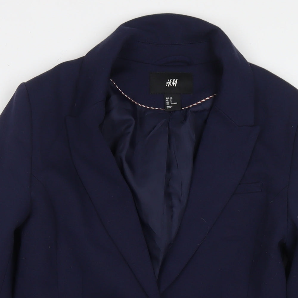 H&M Womens Blue Jacket Blazer Size 10 Button