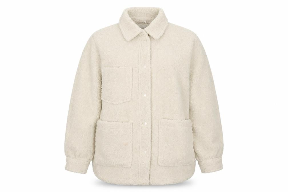 H&M Womens Ivory Overcoat Coat Size L Snap