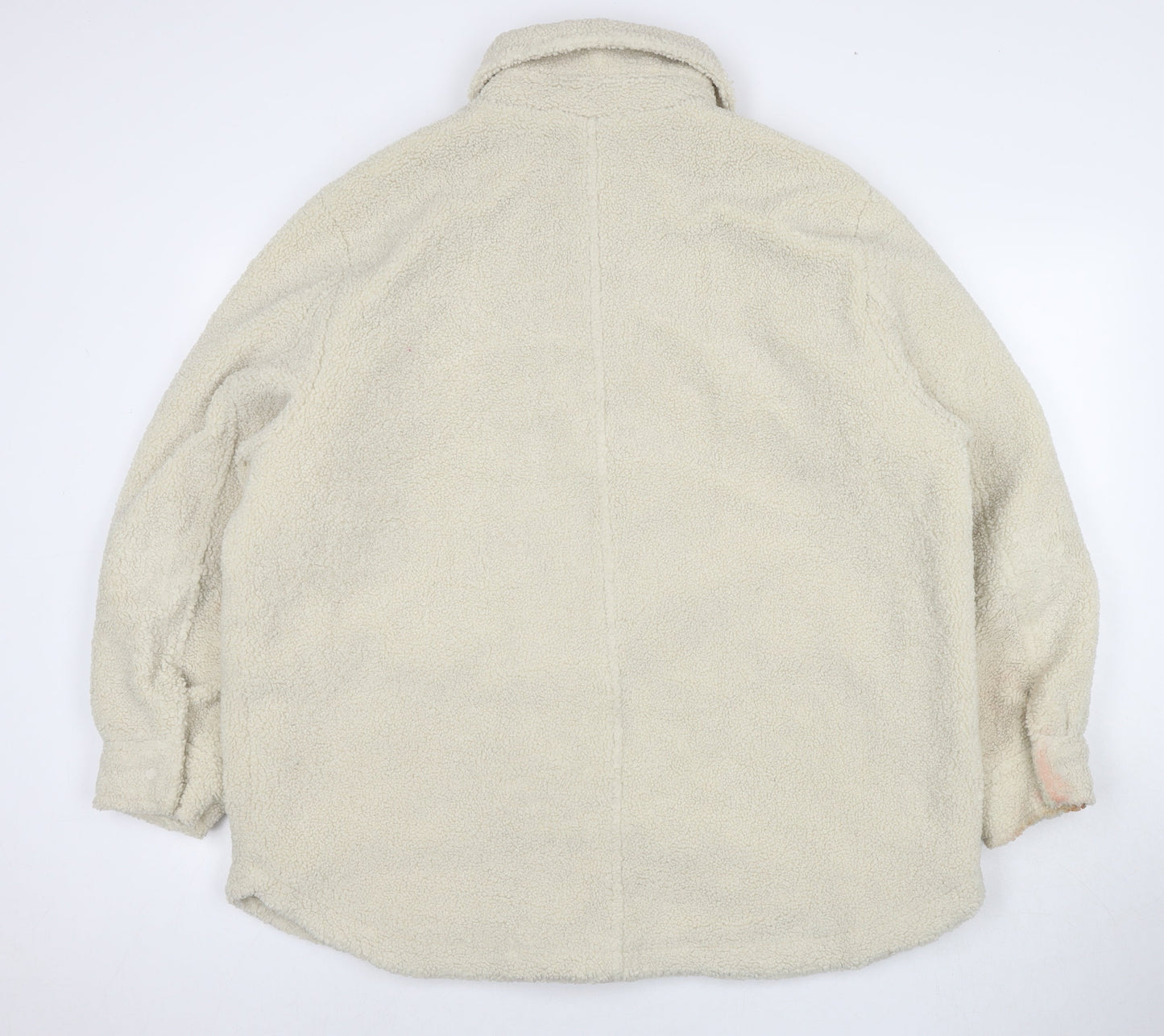 H&M Womens Ivory Overcoat Coat Size L Snap