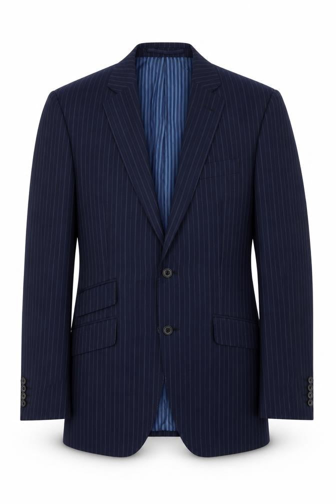 Marks and Spencer Mens Blue Striped Wool Jacket Suit Jacket Size 38 Regular