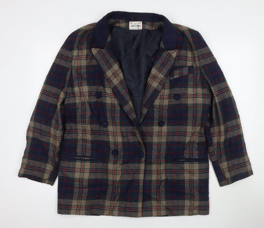Simply French Womens Multicoloured Check Jacket Size 14 Button