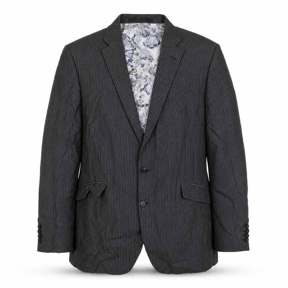 Autograph Mens Grey Striped Wool Jacket Suit Jacket Size 46 Regular