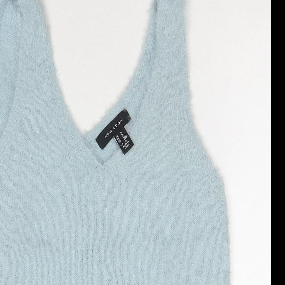 New Look Womens Blue Polyamide Basic Tank Size S Round Neck