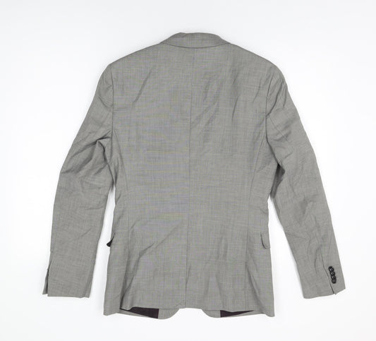 Topman Mens Grey Polyester Jacket Suit Jacket Size 36 Regular