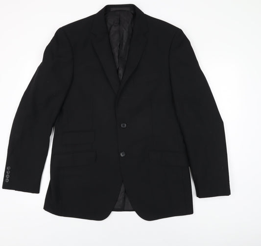 Marks and Spencer Mens Black Polyester Jacket Suit Jacket Size 40 Regular