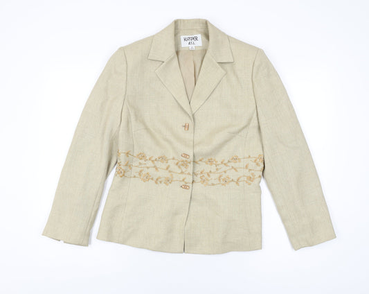 Kasper Womens Beige Geometric Jacket Size 8 Button