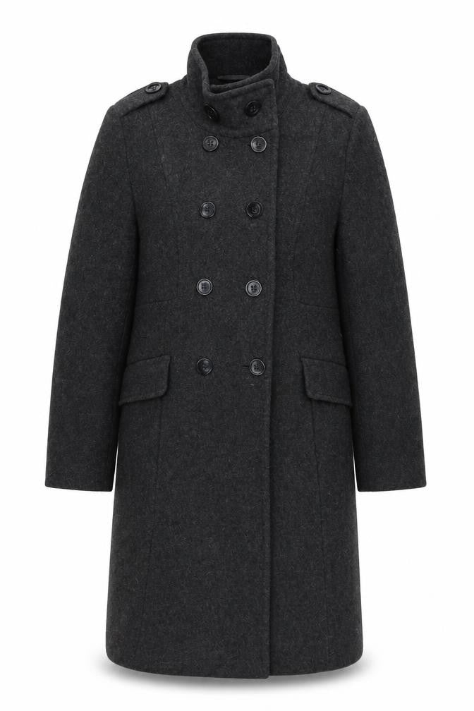 Marks & Spencer Womens Grey Overcoat Coat Size 10 Button