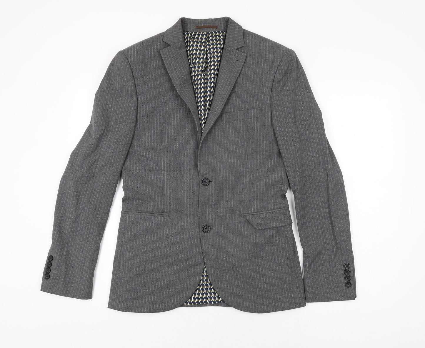 NEXT Mens Grey Polyester Jacket Suit Jacket Size 36 Regular