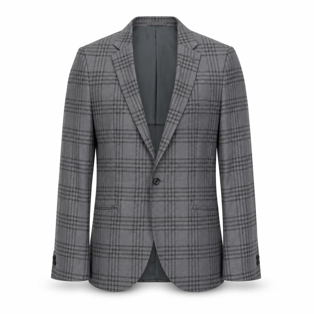 Mens 38 Chest Regular Moss London Grey One-Button