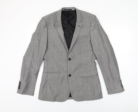 Topman Mens Grey Wool Jacket Suit Jacket Size 36 Regular