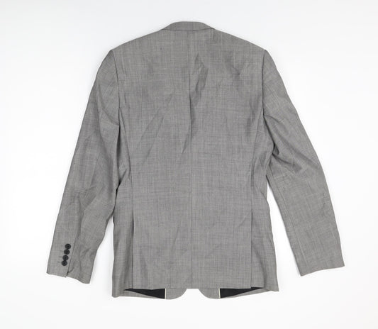 Topman Mens Grey Wool Jacket Suit Jacket Size 36 Regular
