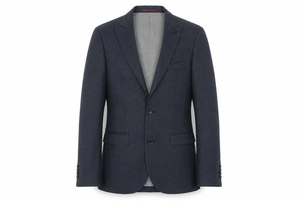 NEXT Mens Blue Geometric Polyester Jacket Suit Jacket Size 36 Regular