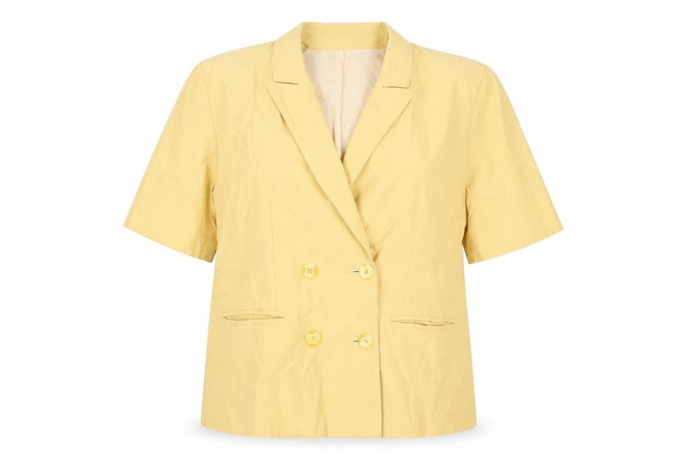 Classics Womens Yellow Polyester Basic Button-Up Size 16 Collared