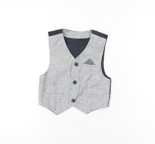 Urban Rascals Boys Grey Polyester Basic Button-Up Size 4 Years V-Neck Button - Waistcoat